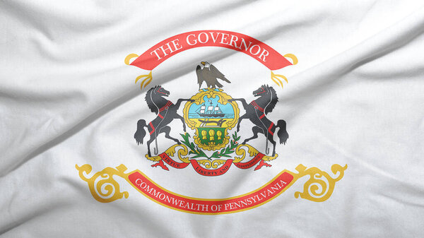 Governor of Pennsylvania flag on the fabric texture background