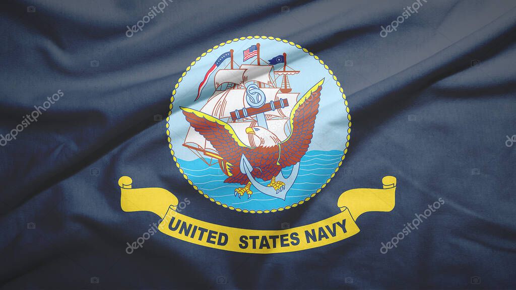 United States Navy flag on the fabric texture background