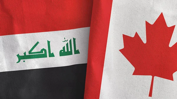 Canada and Iraq two folded flags together