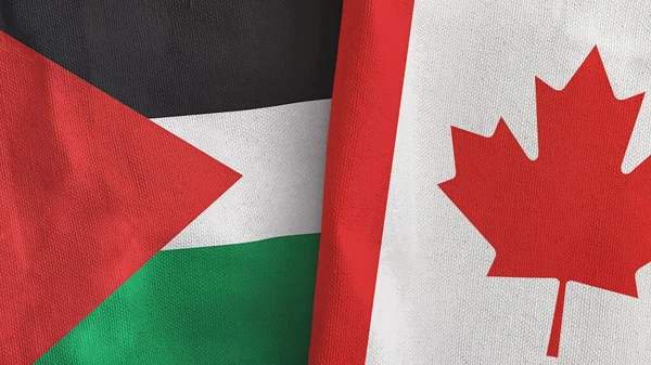 Canada and Palestine two folded flags together