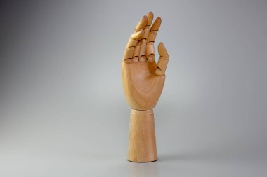Beyaz arka plana karşı izole ahşap el. 
