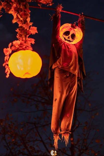 Картина Страшной Оранжевой Тыквы Хэллоуин Сердитым Лицом — стоковое фото