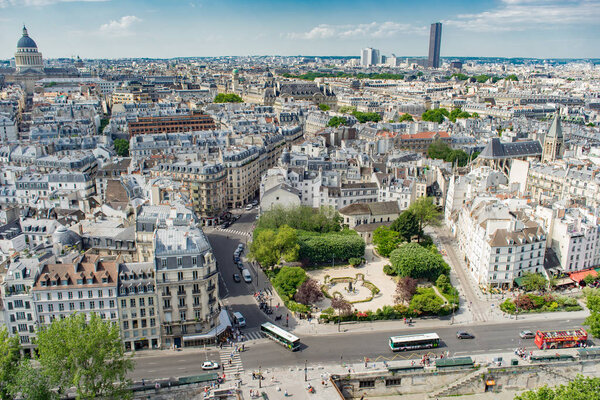 Aerial view of Montmartre with the Basilica of the Sacre Coeur, Paris