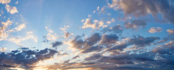 Vibrerande Färg Panorama Sol Uppgång Och Solnedgång Himmel Med Moln — Stockfoto