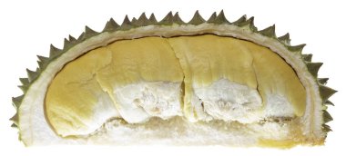 Durians sarı eti görmek için kesti. Beyaz Blackg