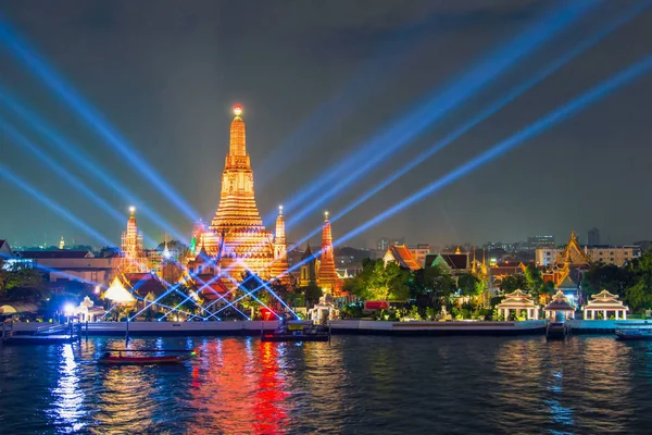 Laser Show Yee Peng Festival Loy Krathong Day Wat Arun — Foto de Stock