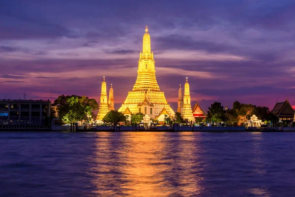Wat Arun Vista Nocturna Templo Bangkok Tailandia — Foto de Stock