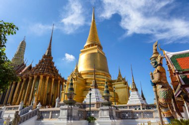 Wat Phra Kaew and Grand Palace in sunny day, Bangkok, Thailand clipart