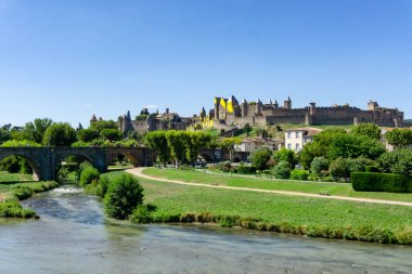 Carcassonne Katedrali Aziz Michel, gün ışığında, Fransa