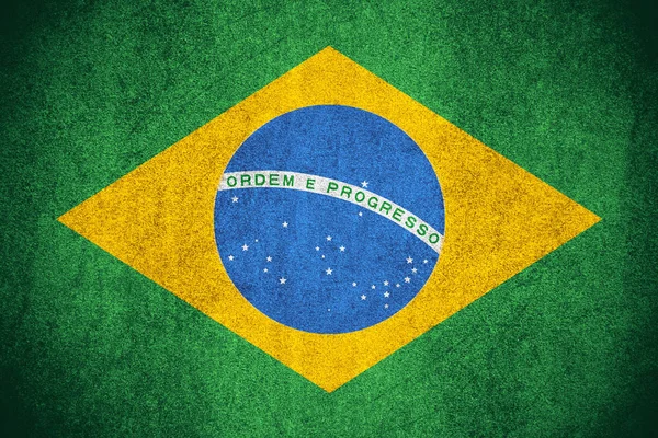 Vlag Van Brazilië Braziliaanse Banner Ruwe Patroon Textuur — Stockfoto