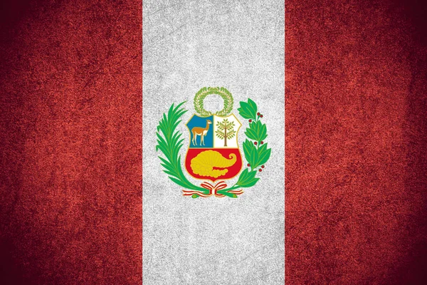 Σημαία Του Περού Περουβιανή Banner Στο Τραχύ Μοτίβο Υφής — Φωτογραφία Αρχείου
