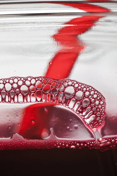 Closeup Glass Jar Red Juice Abstract Detail — Stock Photo, Image