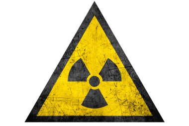 black radioactive sign in yellow riangle