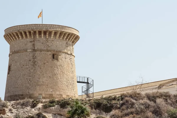 Poziomy Widok Wieża Illeta Nadmorskiej Miejscowości Campello Prowincji Alicante Hiszpania — Zdjęcie stockowe