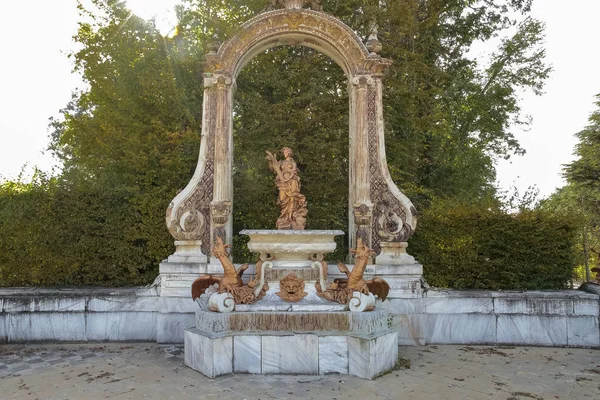 Vista Horizontal Fonte Ceres Godess Agricultura Palácio Real Jardins Granja — Fotografia de Stock