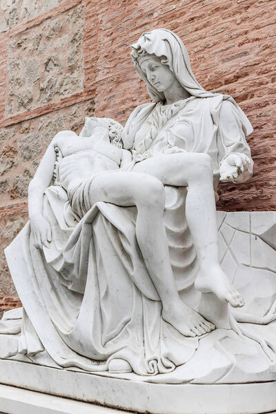 Replica of Miguel Angel's famous sculpture the Pieta at Adolfo S
