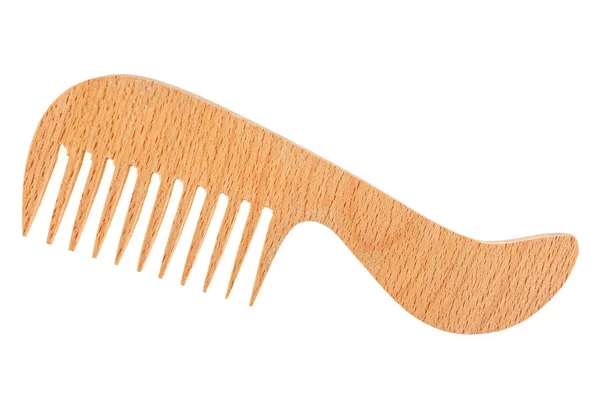 Peine Madera Para Cabello Sobre Fondo Blanco — Foto de Stock