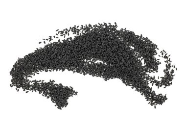 Beyaz arka plan üzerinde izole siyah kimyon tohumu yığını