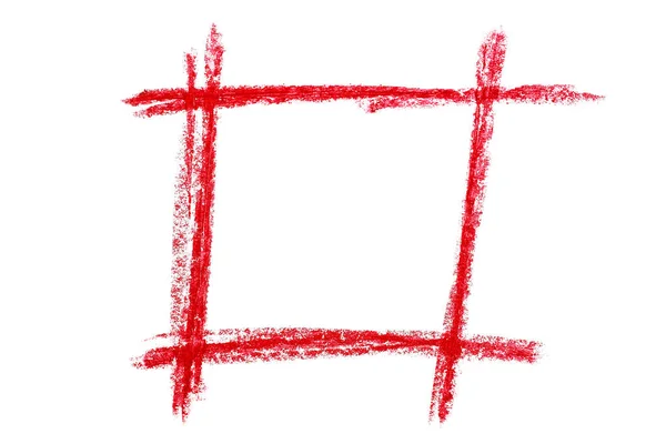Moldura Vermelha Desenhada Com Lápis Cor Vermelho — Fotografia de Stock