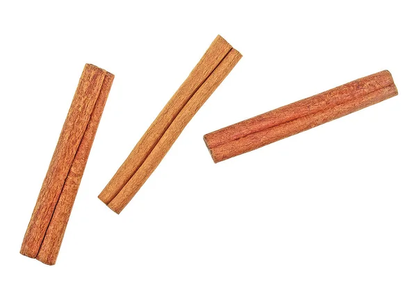 Spices Cinnamon Sticks White Background Top View — Stock Photo, Image