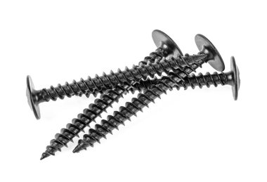 Siyah metal vida Close-up kazık izole üzerinde beyaz arka plan