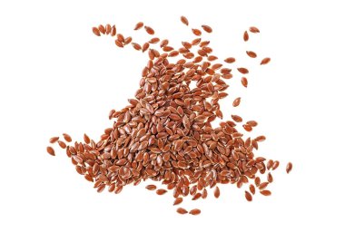Organik keten tohumu ya da beyaz arka plan üzerinde izole keten tohumu.