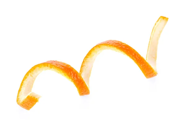 Спираль Апельсиновой Цедры Изолирована Белом Фоне Витамин — стоковое фото