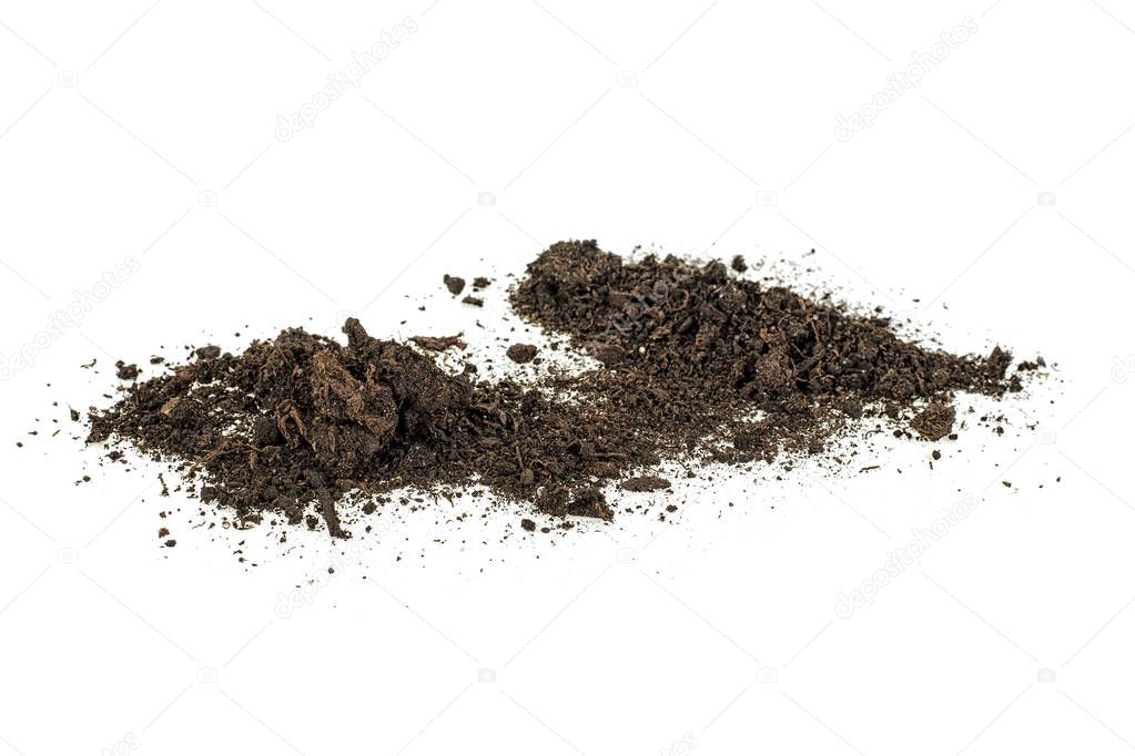 Dirt, soil pile isolated on white background.