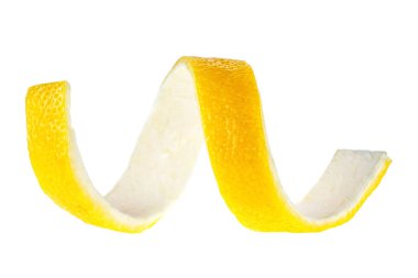 Beyaz bir arka plan üzerinde izole limon kabuğu. Sağlıklı gıda.