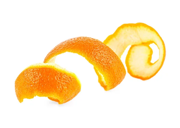 Oranje Schil Geïsoleerd Witte Achtergrond — Stockfoto