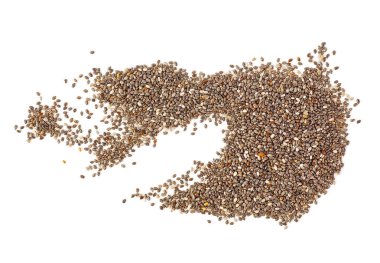 Beyaz arkaplanda izole Chia tohumları