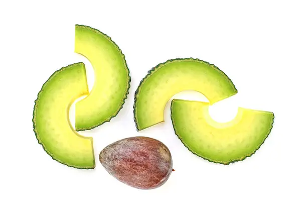 Avocadoscheiben Isoliert Auf Weißem Hintergrund Draufsicht — Stockfoto