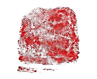 Beyaz bir arka plan üzerinde kanlı parmak izi