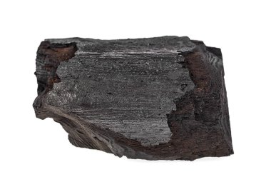 Beyaz arka plan üzerinde izole kömür. Doğal ahşap.