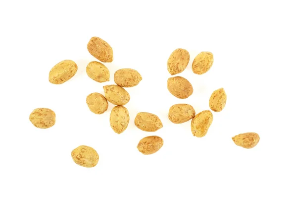 Fried Salted Peanuts Isolated White Background Top View — Stock Photo, Image