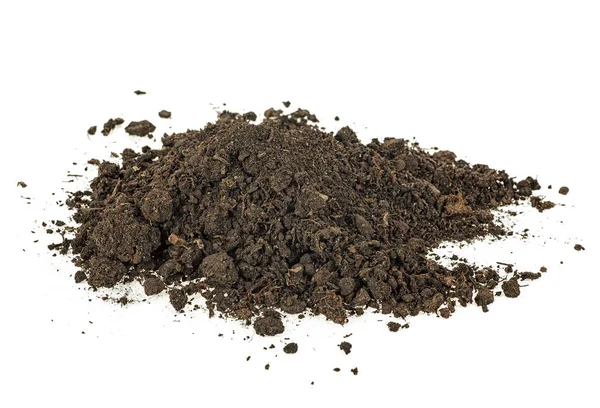 土壤腐殖质堆 白色背景 — 图库照片