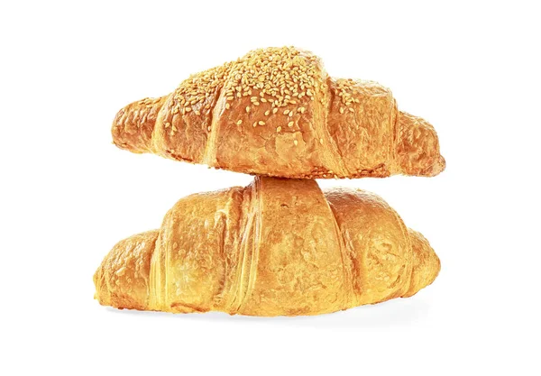 Croissants Frais Sur Fond Blanc — Photo