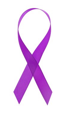 Beyaz bir arka plan üzerinde izole mor farkındalık şerit. Pankreas kanseri kavramı, Aile şiddet ve Alzheimer hastalığı.