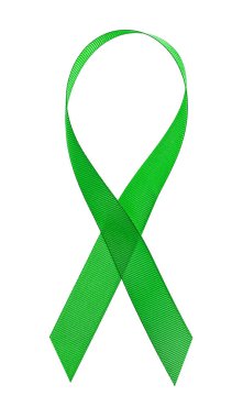 Beyaz zemin üzerine yeşil Kanseri Bilinçlendirme şerit