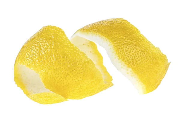 Zitronenfalte Auf Weißem Hintergrund Zitronenschale — Stockfoto