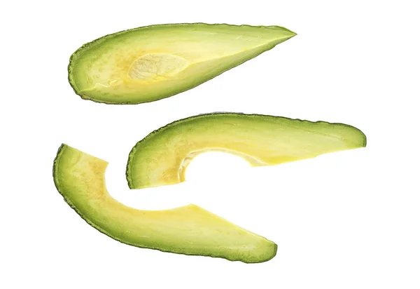 Avocadoscheiben Auf Weißem Hintergrund Draufsicht — Stockfoto
