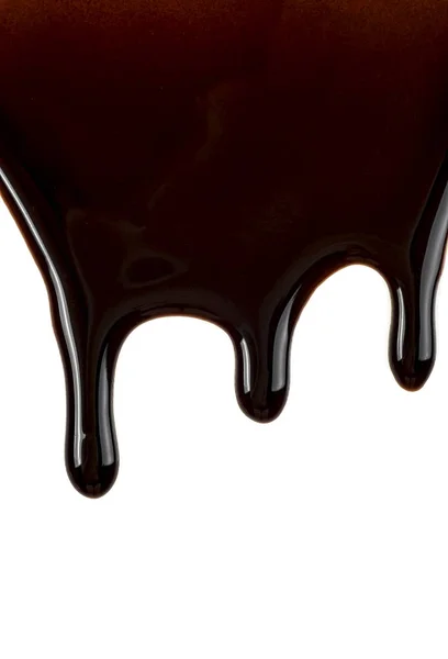 Melted Chocolate Dripping White Background — Stock Photo, Image