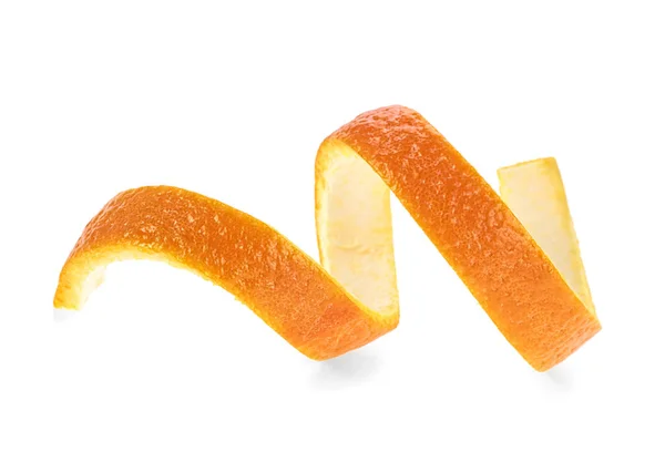 Piel Naranja Fresca Aislada Sobre Fondo Blanco — Foto de Stock