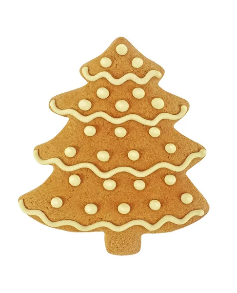 Pepparkaka Julgran Isolerad Vit Bakgrund Christmas Cookie Handgjorda — Stockfoto