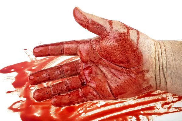 Hand Blood White Background — Stock Photo, Image
