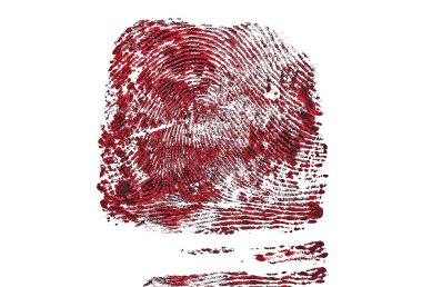 Beyaz arkaplanda kırmızı parmak izi