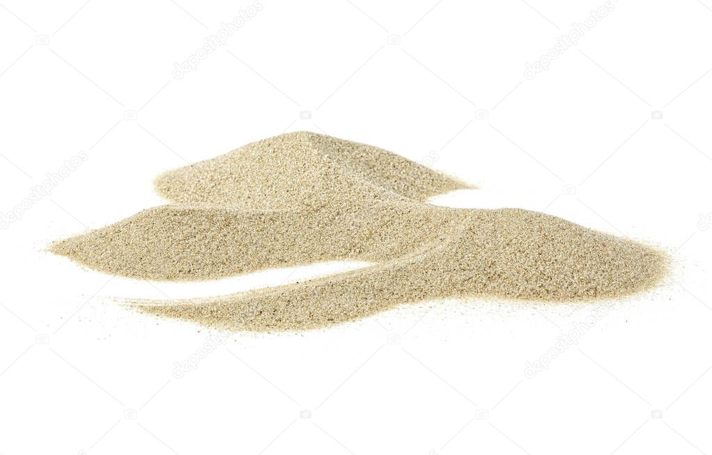 Pile of desert sand isolated on white background