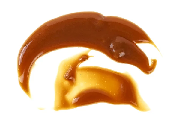 Delicious Caramel Cream White Background Top View — Stock Photo, Image