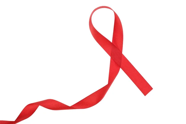 Red Awareness Ribbon Curls White Backgroun — Stock Photo, Image