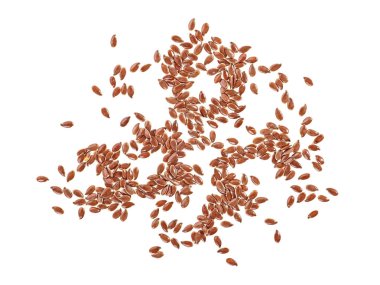 Beyaz bir arka planda üstten görünüm keten tohumu.